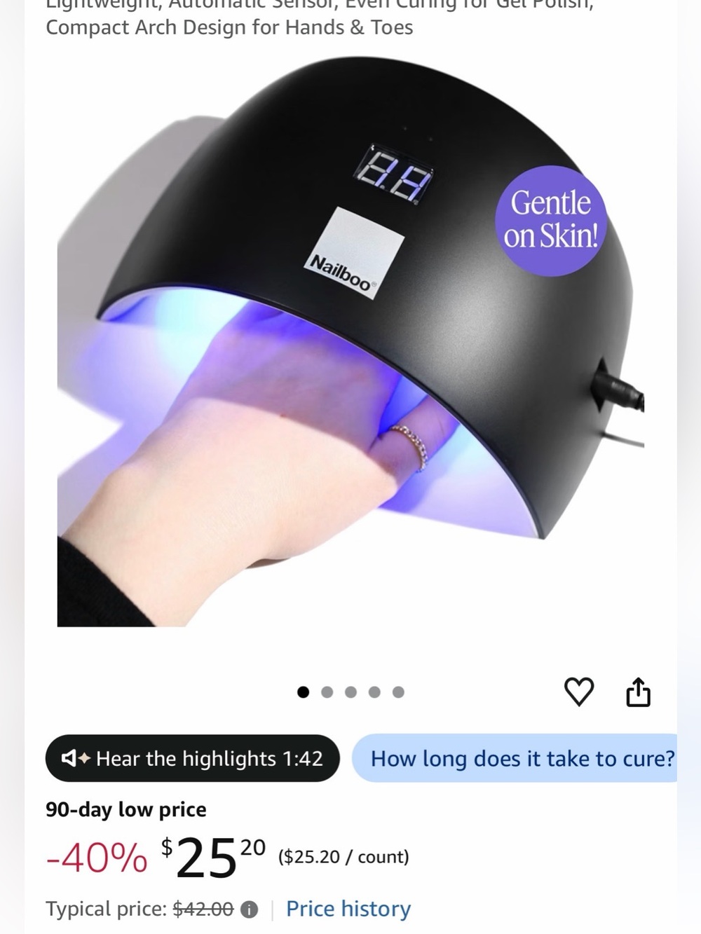 Nailboo Black LED UV Nail Lamp with Digital Timer